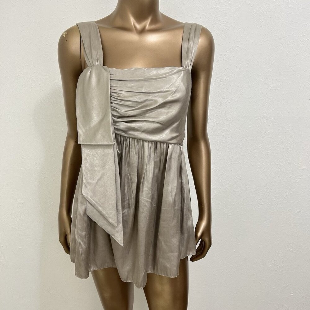 VERA WANG Lavender Label Pewter Silk Satin Top Evening Party Holiday Fairy 4/38